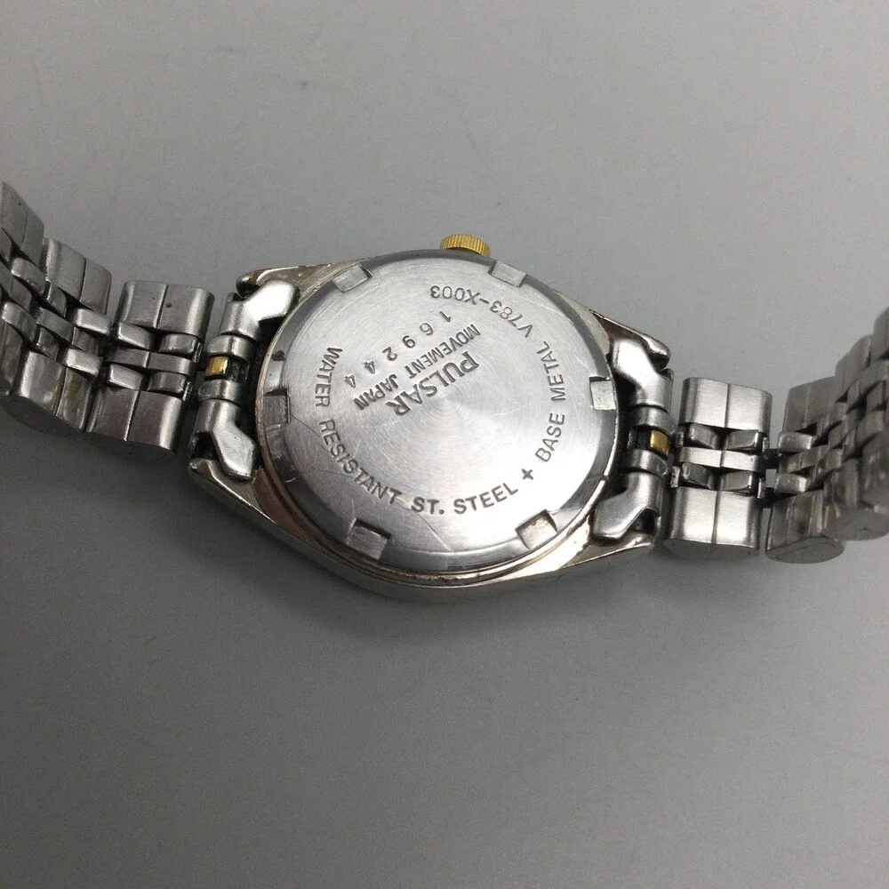 Vintage Pulsar V733-X003 Womens Watch 23mm Two Tone Day Date New Battery 6.25